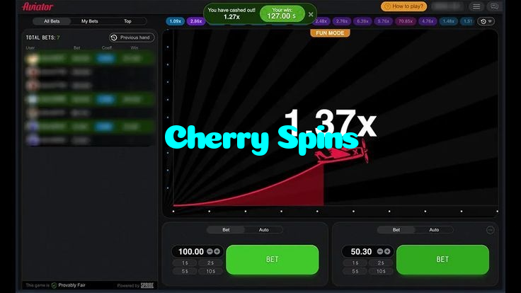 available types of Cherry Spins bet including pre-match live express and system bets